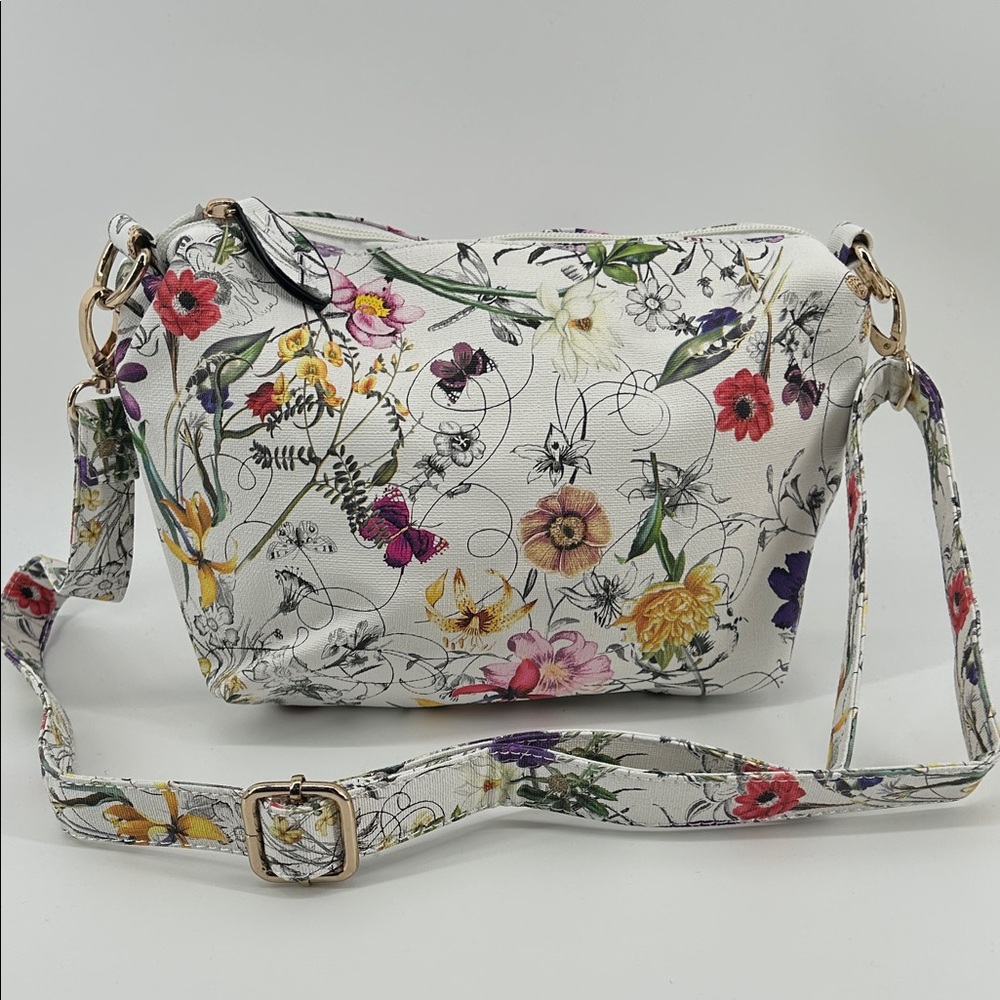 Imoshian Floral Spring Women's Shoulder Bag W Charm Adjustable Strap NWOT - Picture 2 of 9